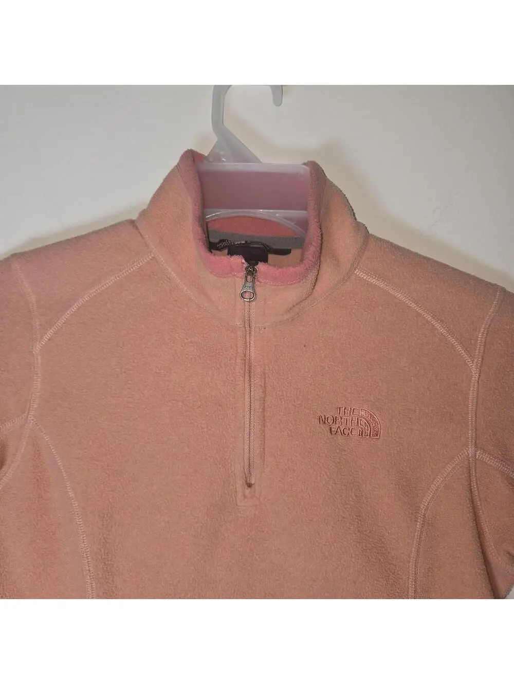 The North Face Coral Peach Lightweight Fleece 1/4 Zip Pullover Women Jacket S/P - Picture 4 of 12